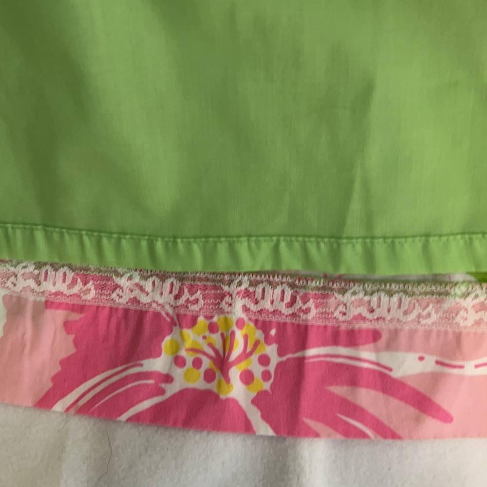 Lilly Pulitzer Sz. 8 Green Pink White Floral Round Neck Halter Back Strap Dress - Picture 4 of 9